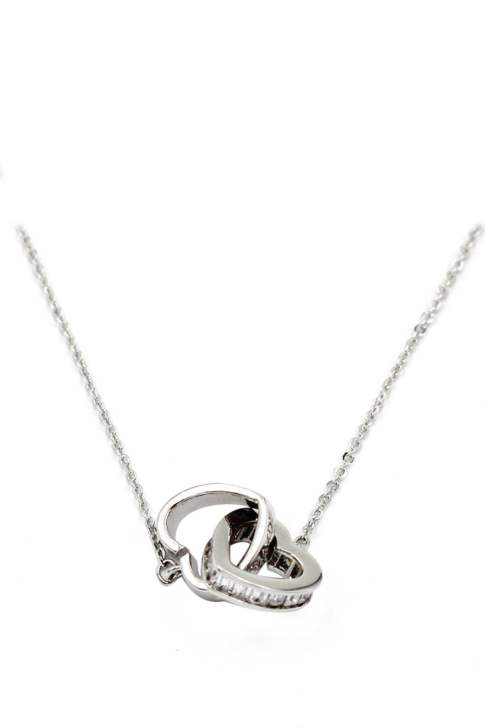 double heart crystal necklace