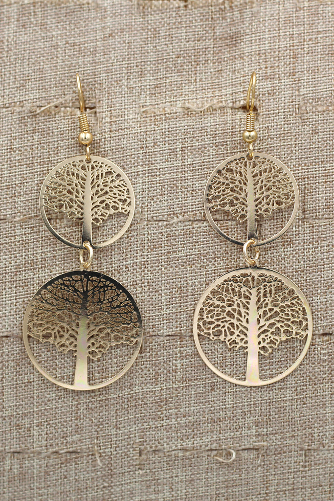 Temperament hollow tree earrings