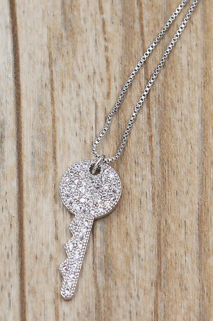 sparkling little crystal key necklace