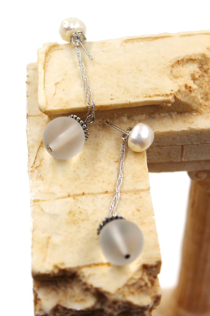 simple crystal ball earrings