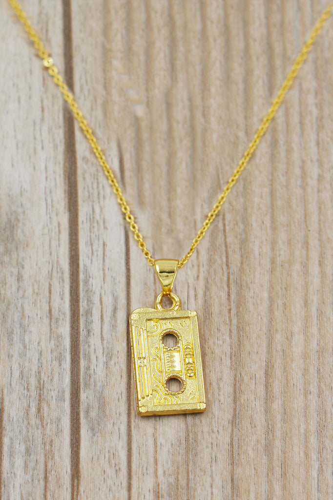 retro cassette pendant necklace