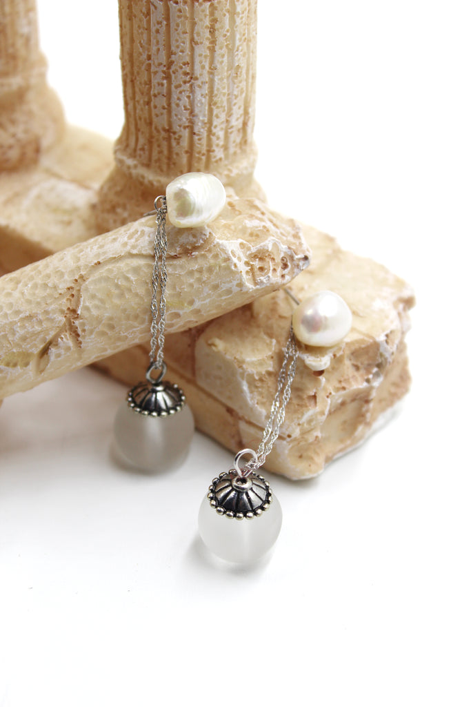 simple crystal ball earrings