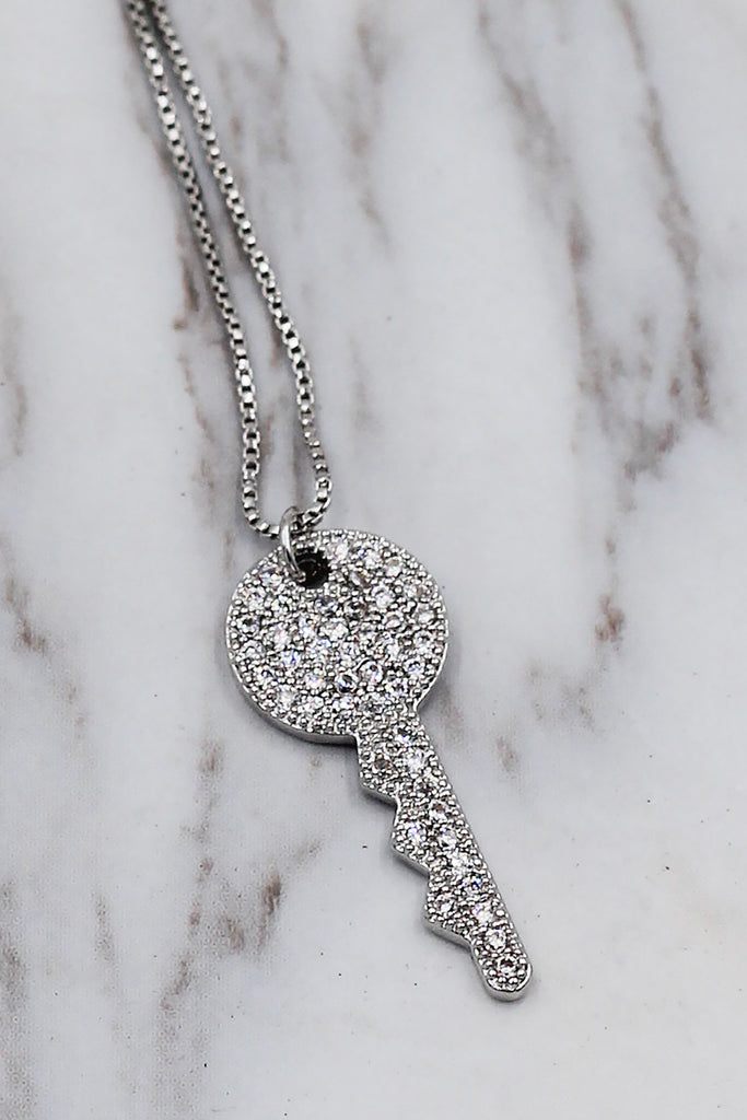 sparkling little crystal key necklace