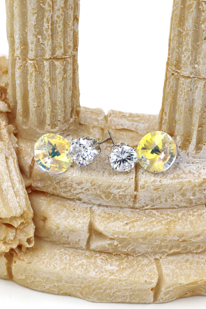 fashion swarovski circle crystal silver earrings
