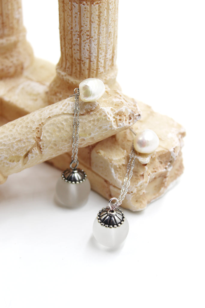 simple crystal ball earrings