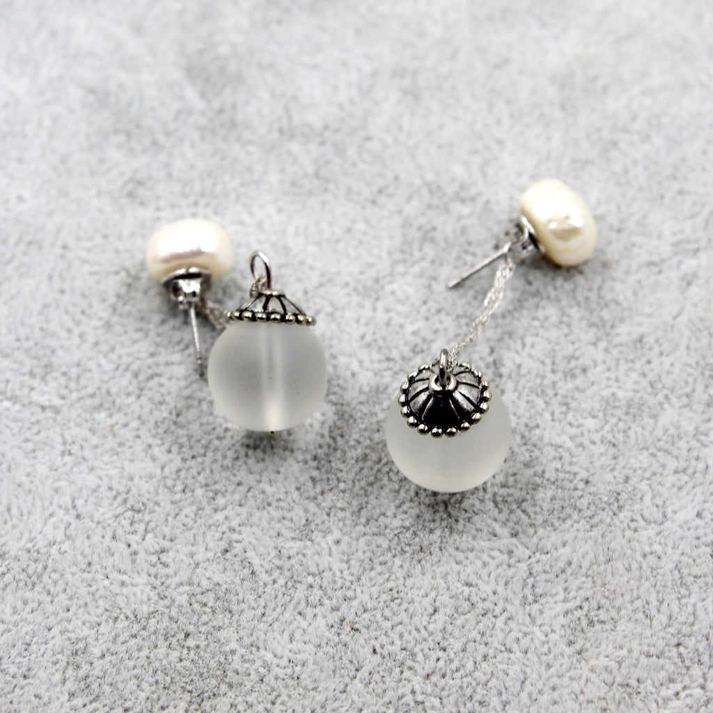 simple crystal ball earrings