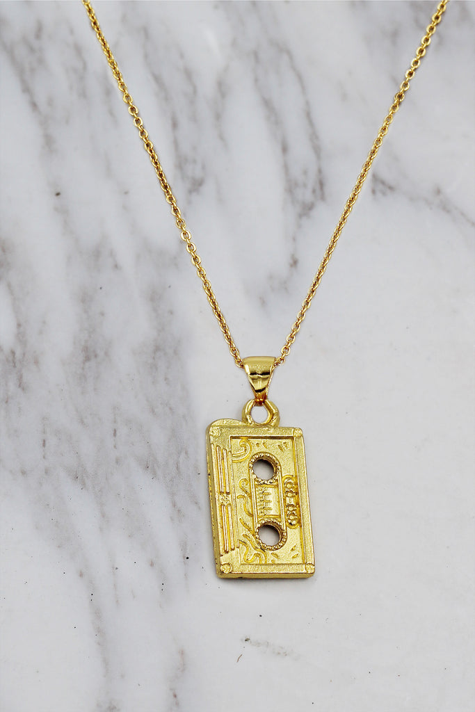 retro cassette pendant necklace