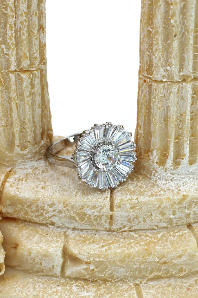 simple shiny crystal earring ring set
