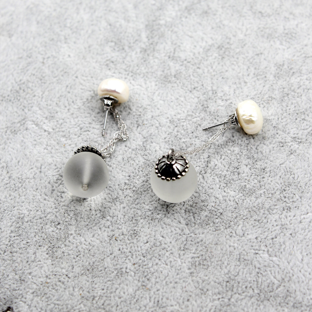 simple crystal ball earrings