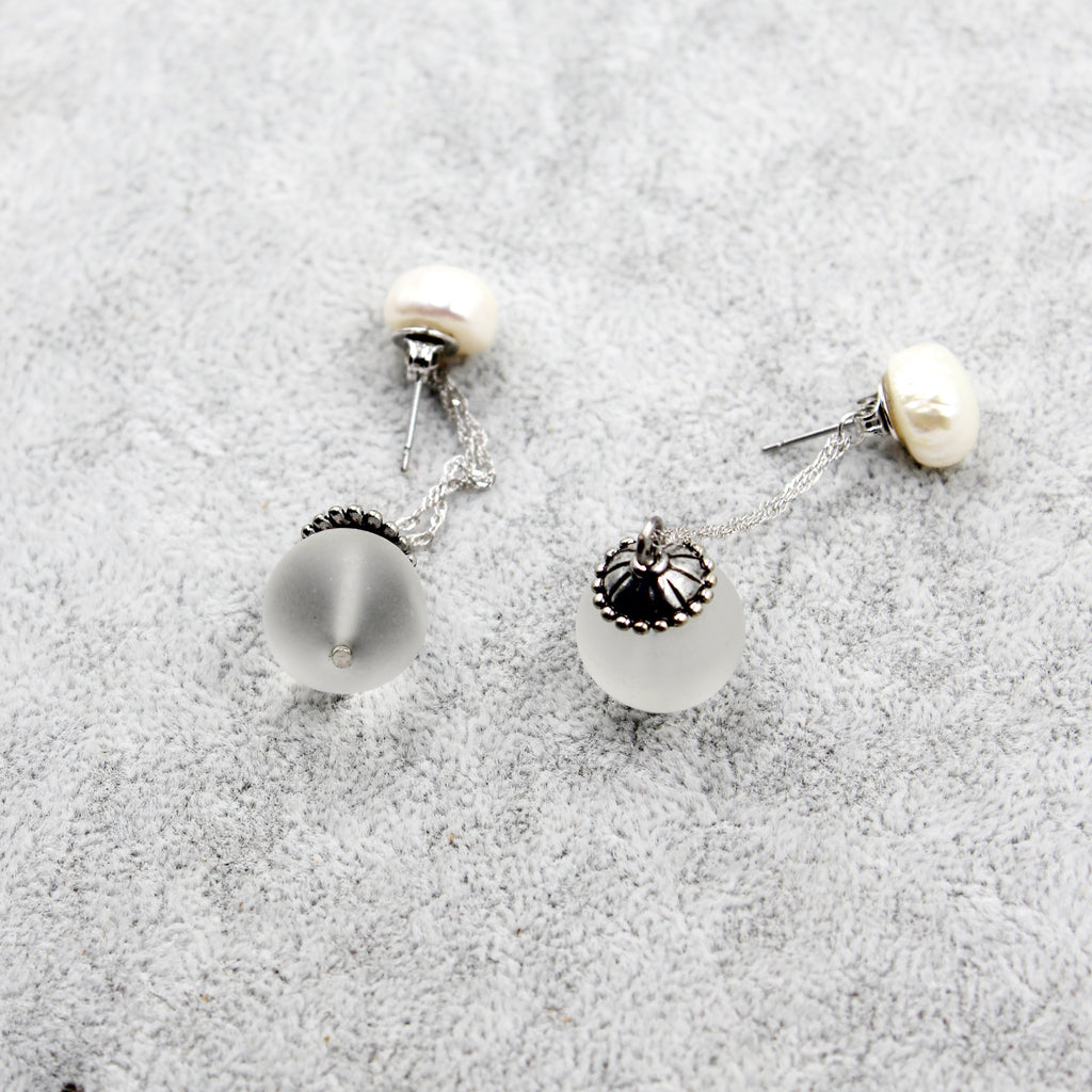 simple crystal ball earrings