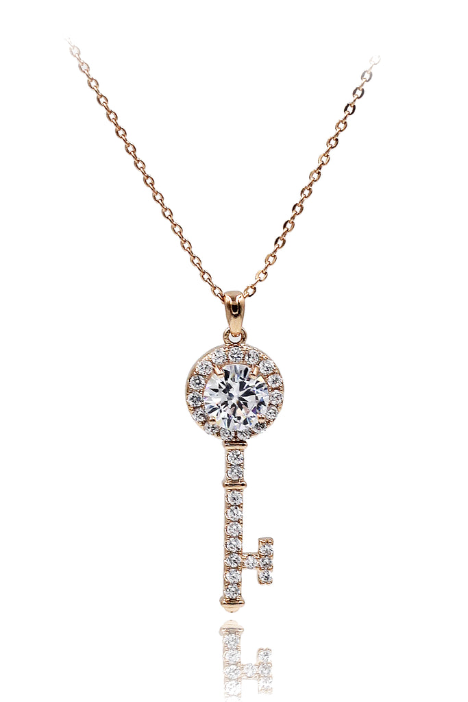 simple crystal key pendant necklace