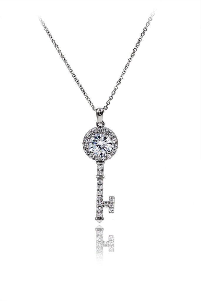 simple crystal key pendant necklace
