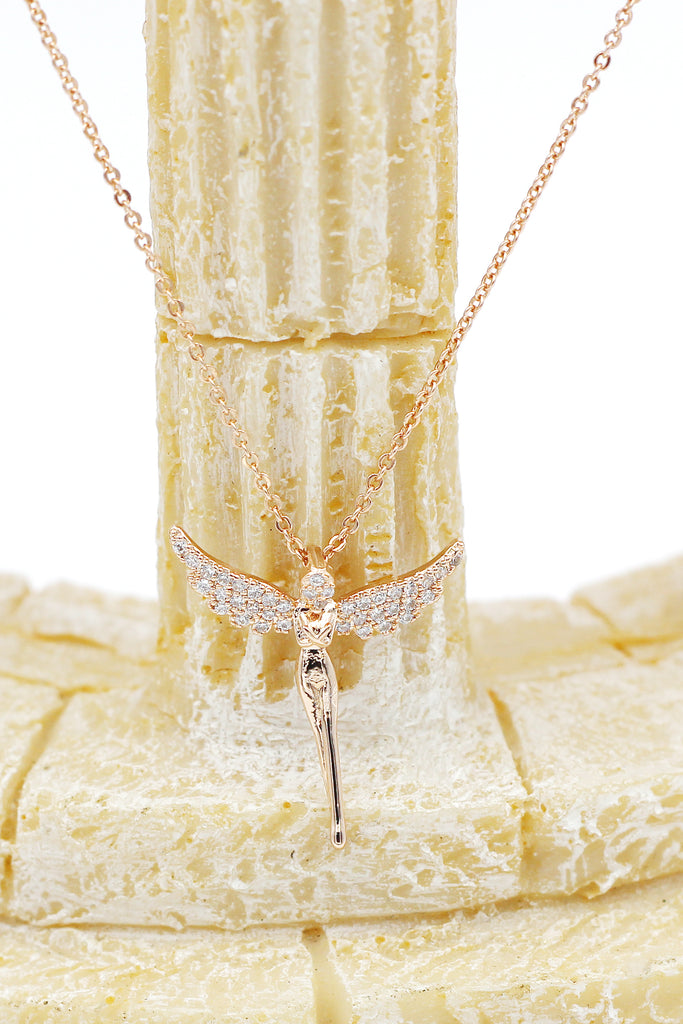 rose gold angel crystal necklace