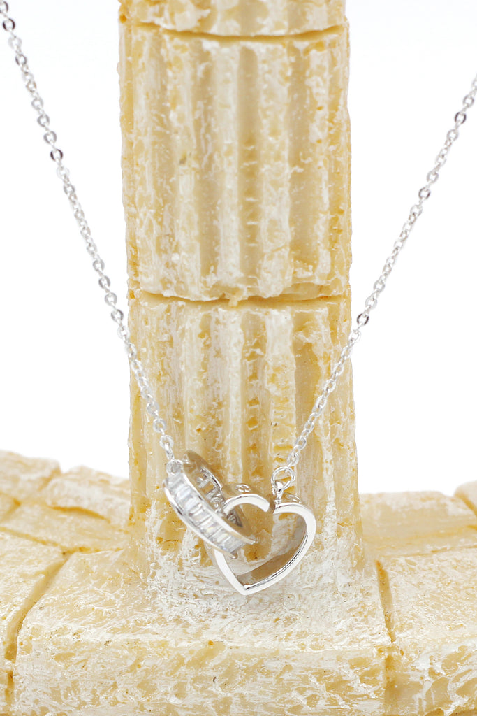 double heart crystal necklace