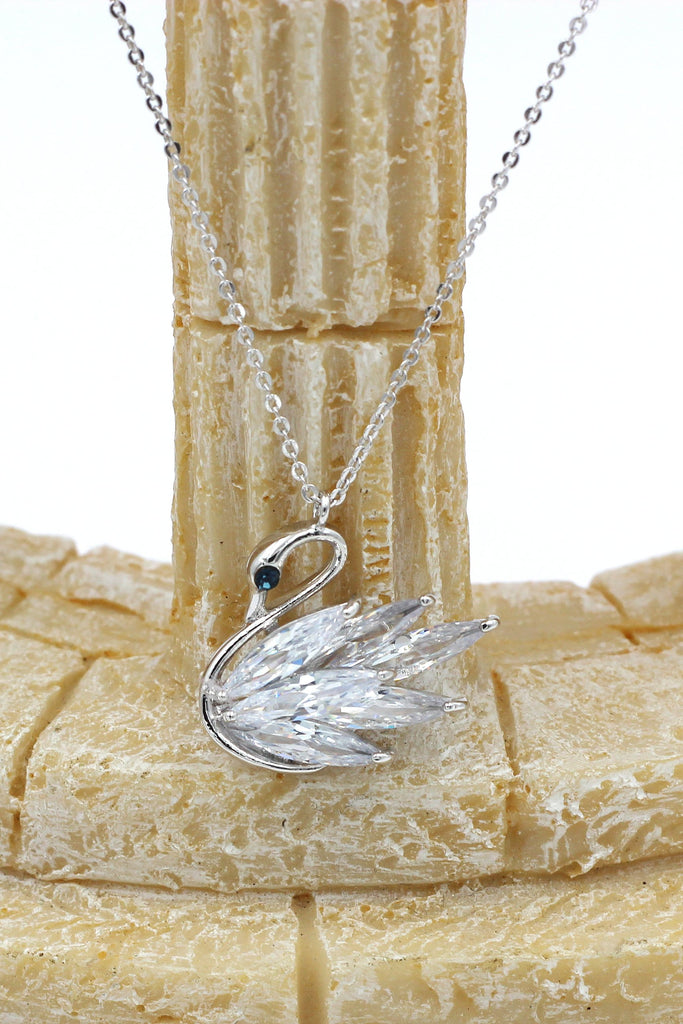 shiny crystal swan earrings necklace set