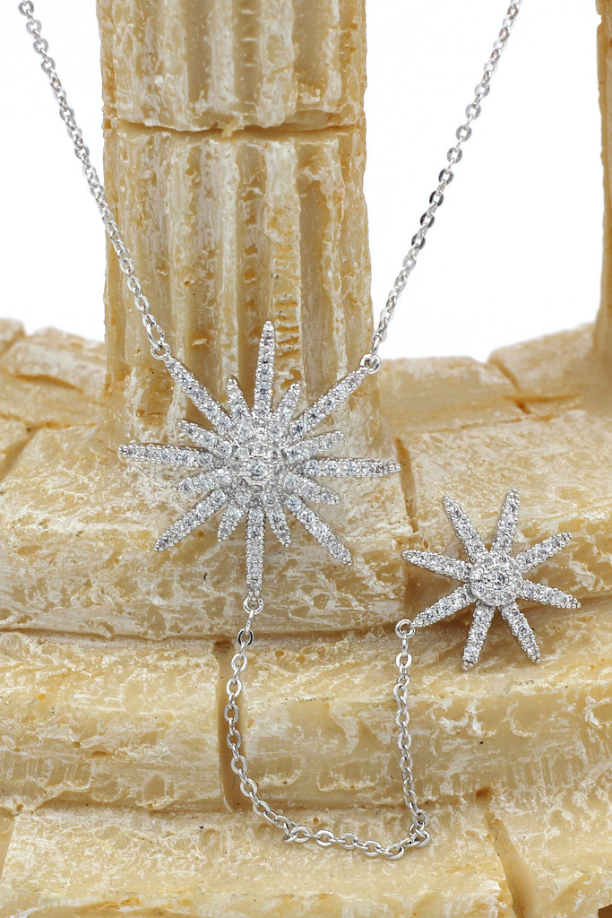 shiny star crystal earrings necklace set