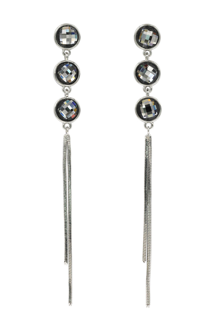 exaggerated tassels round crystal earrings