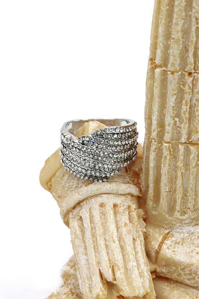 fashion micro-set full small crystal silver ring