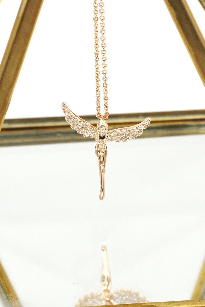 rose gold angel crystal necklace