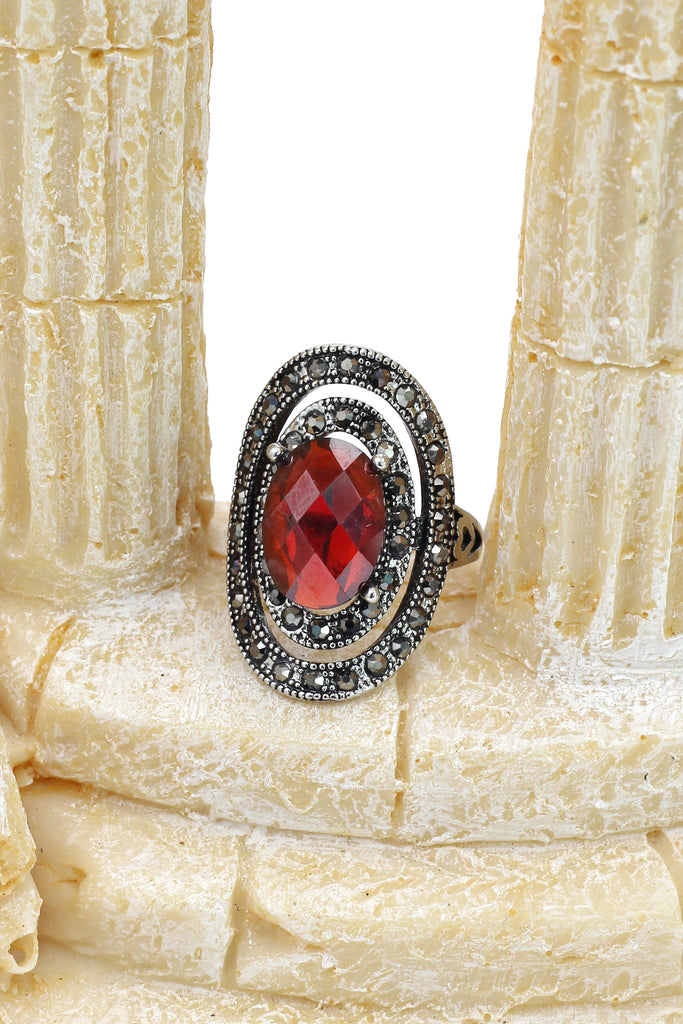 fashion revolve color crystal silver ring