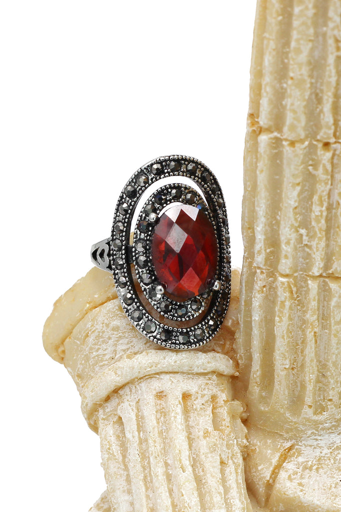 fashion revolve color crystal silver ring
