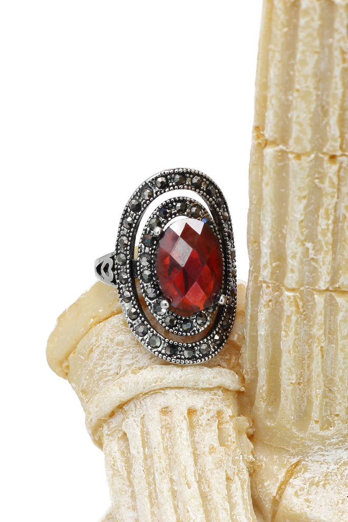 fashion revolve color crystal silver ring