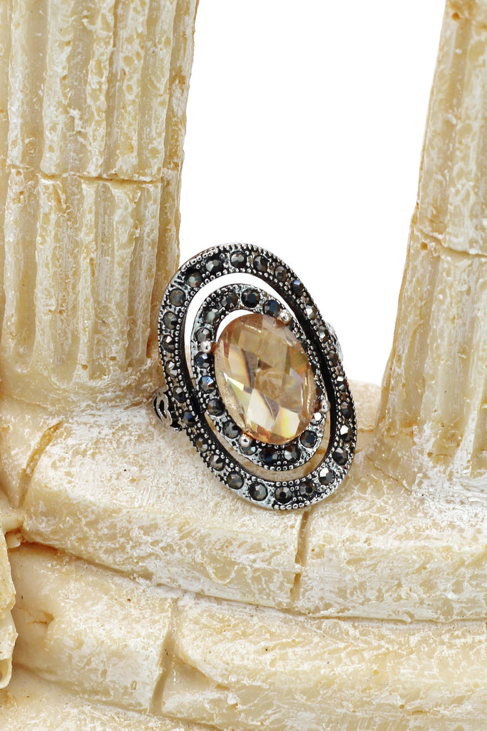 fashion revolve color crystal silver ring