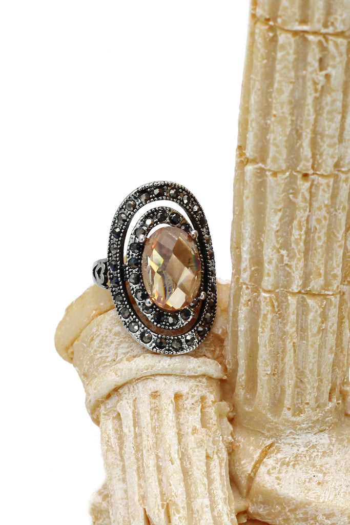 fashion revolve color crystal silver ring