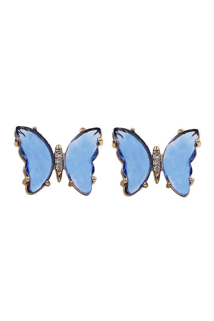 simple colorful crystal butterfly earrings