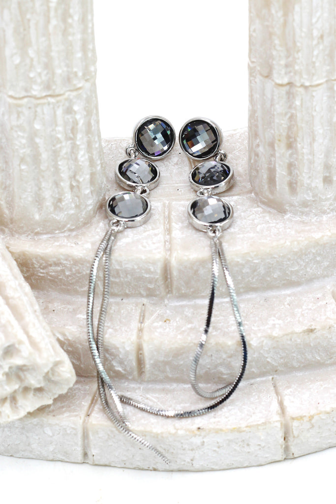 exaggerated tassels round crystal earrings