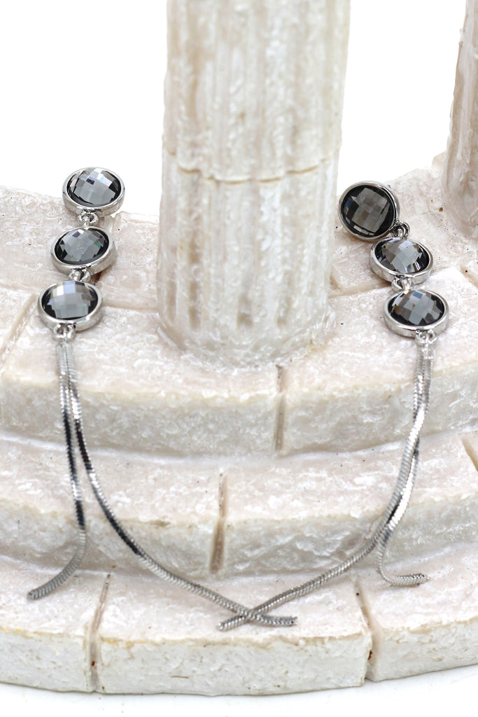 exaggerated tassels round crystal earrings