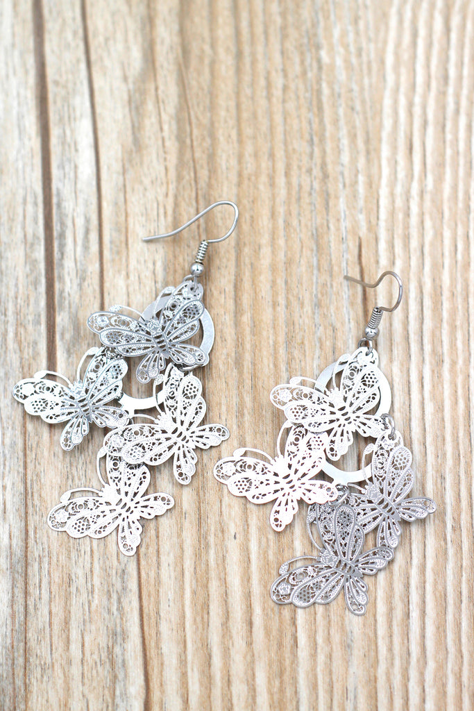 elegant long butterfly earrings