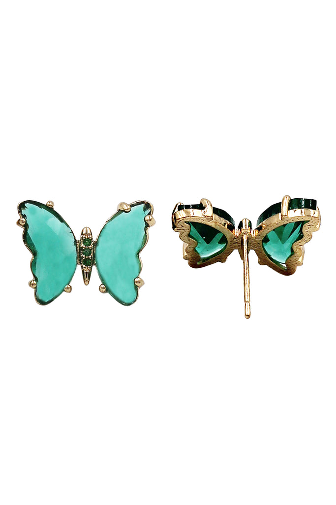 simple colorful crystal butterfly earrings