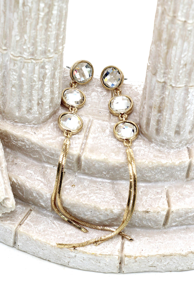 exaggerated tassels round crystal earrings