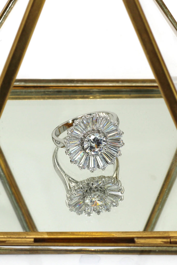 simple shiny crystal earring ring set