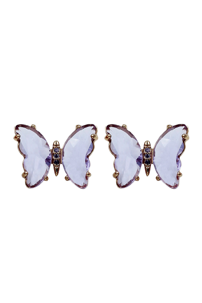 simple colorful crystal butterfly earrings