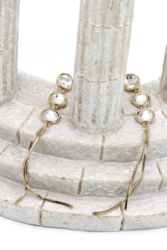 exaggerated tassels round crystal earrings