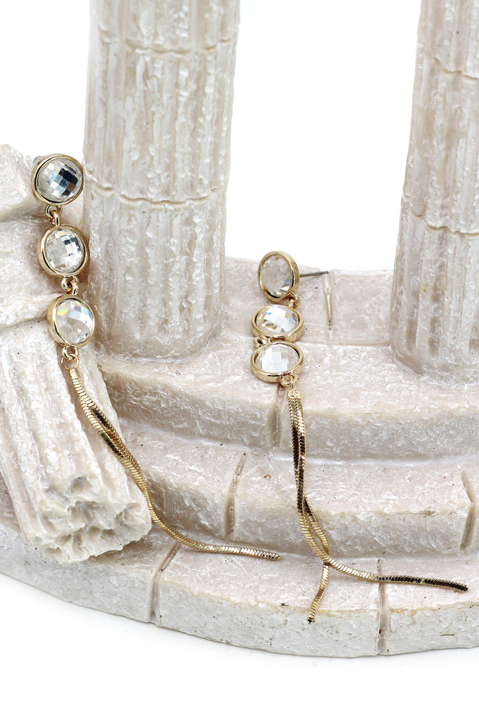exaggerated tassels round crystal earrings