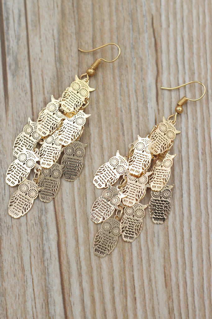 Fashion tassel owl earrings