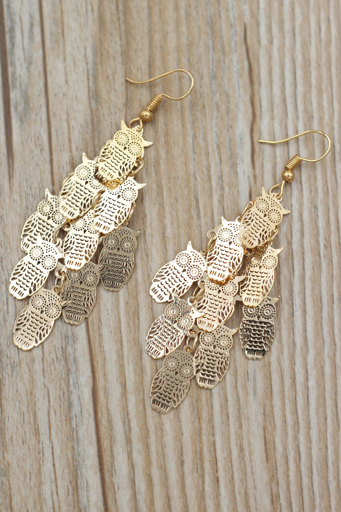 Fashion gold owl earrings bracelet set