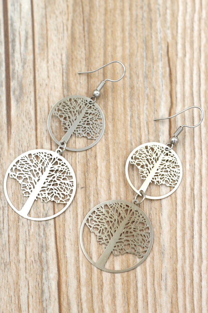 Temperament hollow tree earrings
