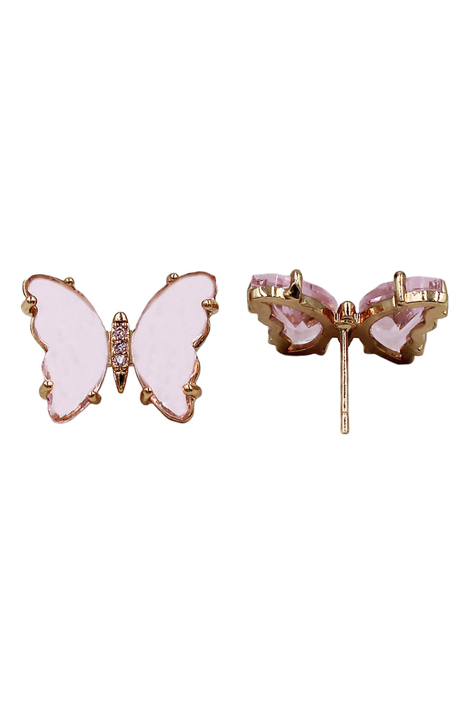 simple colorful crystal butterfly earrings