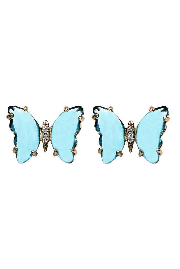 simple colorful crystal butterfly earrings