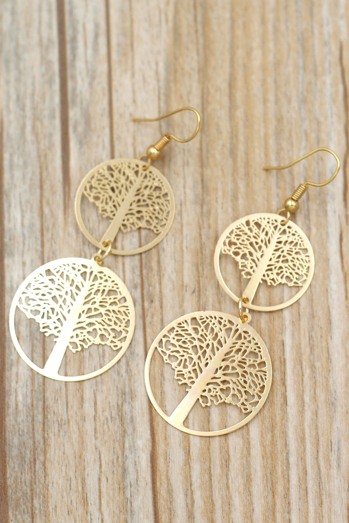 Temperament hollow tree earrings