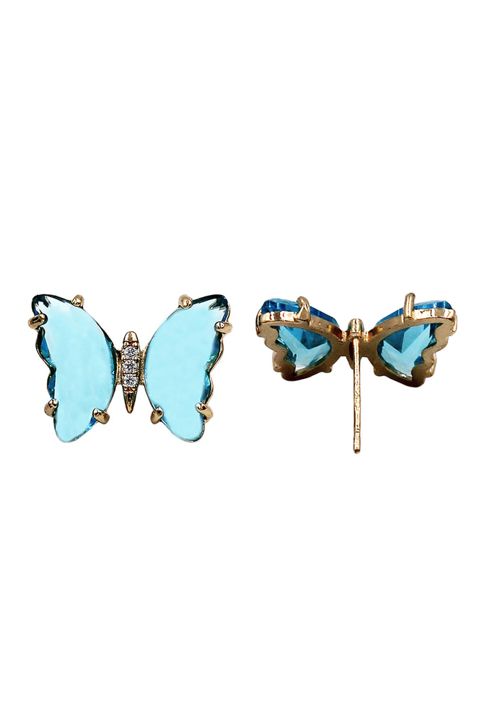 simple colorful crystal butterfly earrings