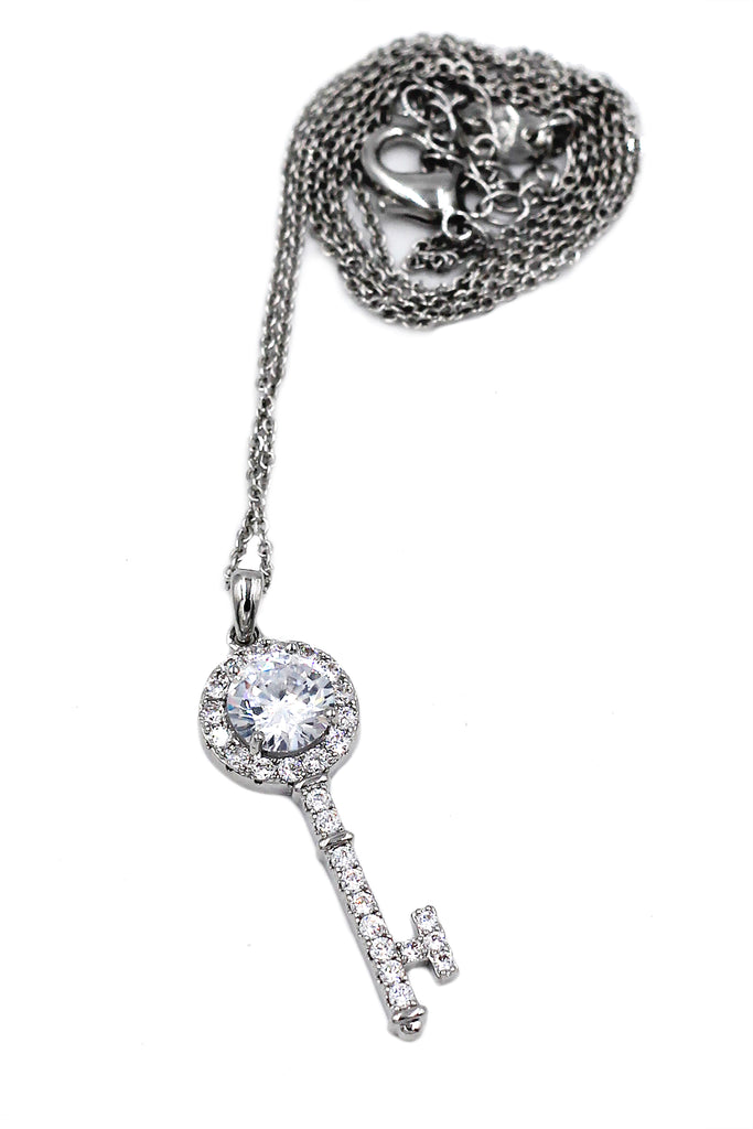 simple crystal key pendant necklace