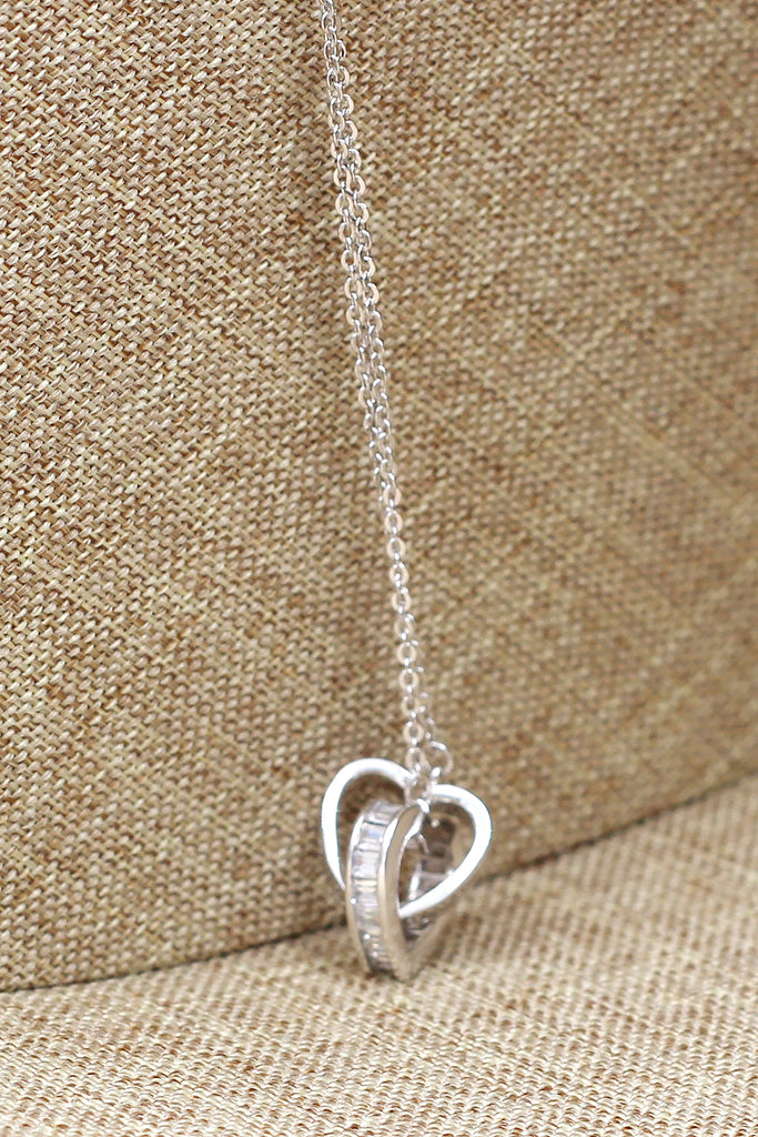 double heart crystal necklace