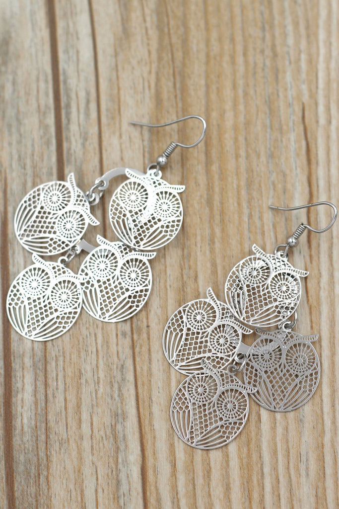 fashion owl crystal necklace earrings set
