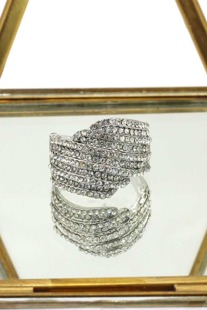 fashion micro-set full small crystal silver ring