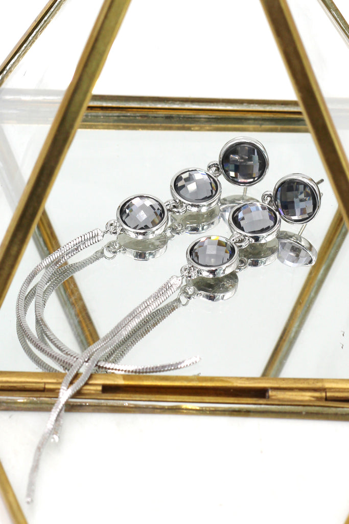 exaggerated tassels round crystal earrings